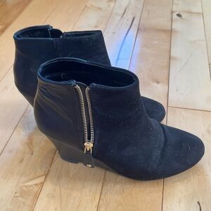 Report Black and Gold Ankle Booties with Side Zipper